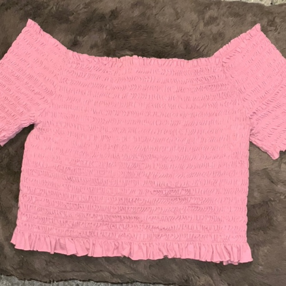 Pink Off-Shoulder Smocked Top - Picture 2 of 5
